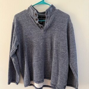 GAP Women's Heathered blue button neck Sweater
